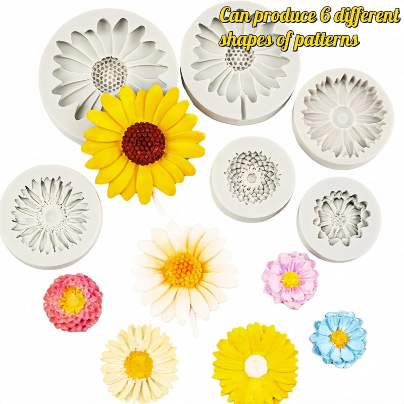 6 Pieces，Sunflower Daisy Silic - Resin Craft Ideas 评论和价格