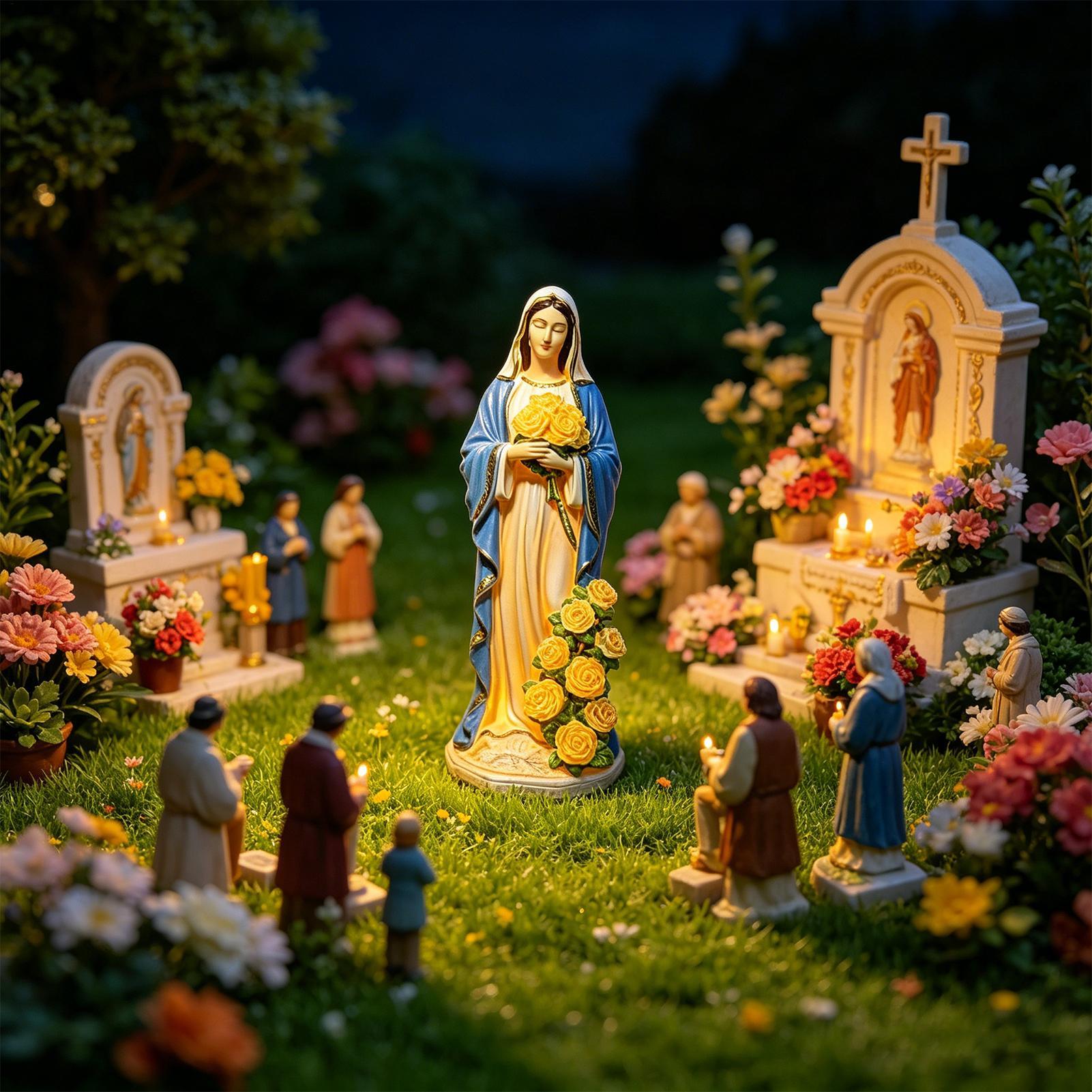 Virgin Mary Solar Statue Garde - Crafting Resin 评论和价格