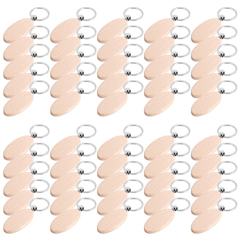 AT05-1Set Wooden Keychain Oval - Wood Ring Blank 评论和价格