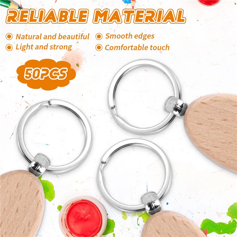 AT05-1Set Wooden Keychain Oval - Wood Ring Blank 评论和价格
