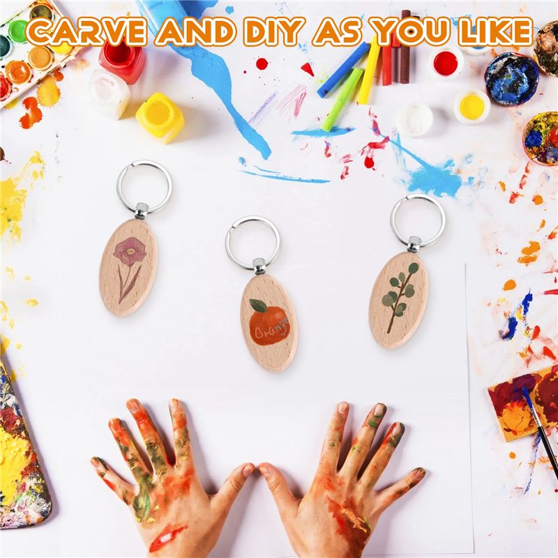 AT05-1Set Wooden Keychain Oval - Wood Ring Blank 评论和价格