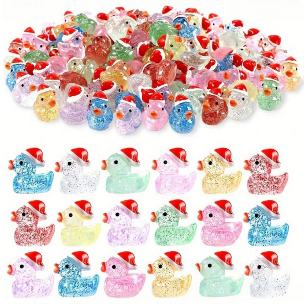 50Pcs Christmas Duck Gift Set  - Resin Glitter Pack 评论和价格